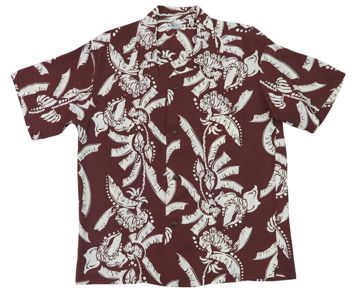 サンサーフ SUN SURF เสื้อฮาวายแขนสั้นผ้าเรยอนซาตินลาย "HONEYSUCKLE" HALE HAWAII, ROYAL HAWAIIAN SS39413