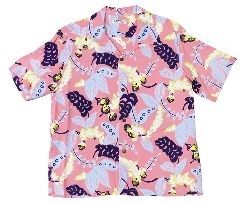 サンサーフ SUN SURF เสื้อเชิ้ตฮาวายแขนสั้น เรยอนผ้าซาตินลื่น ลาย "SHELL GINGER" DISTINCTIVE SPORTSWEAR อโลฮ่าเชิ้ต SS39423