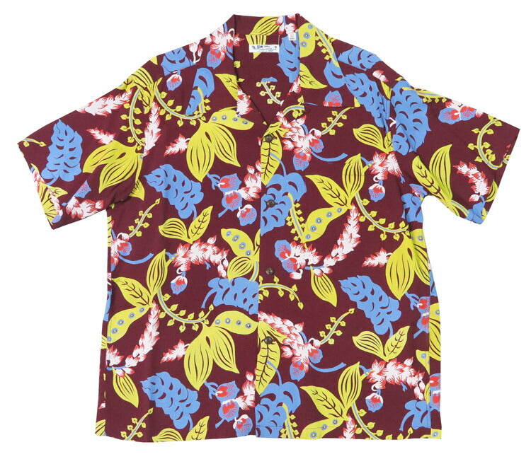 サンサーフ SUN SURF เสื้อเชิ้ตฮาวายแขนสั้น เรยอนผ้าซาตินลื่น ลาย "SHELL GINGER" DISTINCTIVE SPORTSWEAR อโลฮ่าเชิ้ต SS39423
