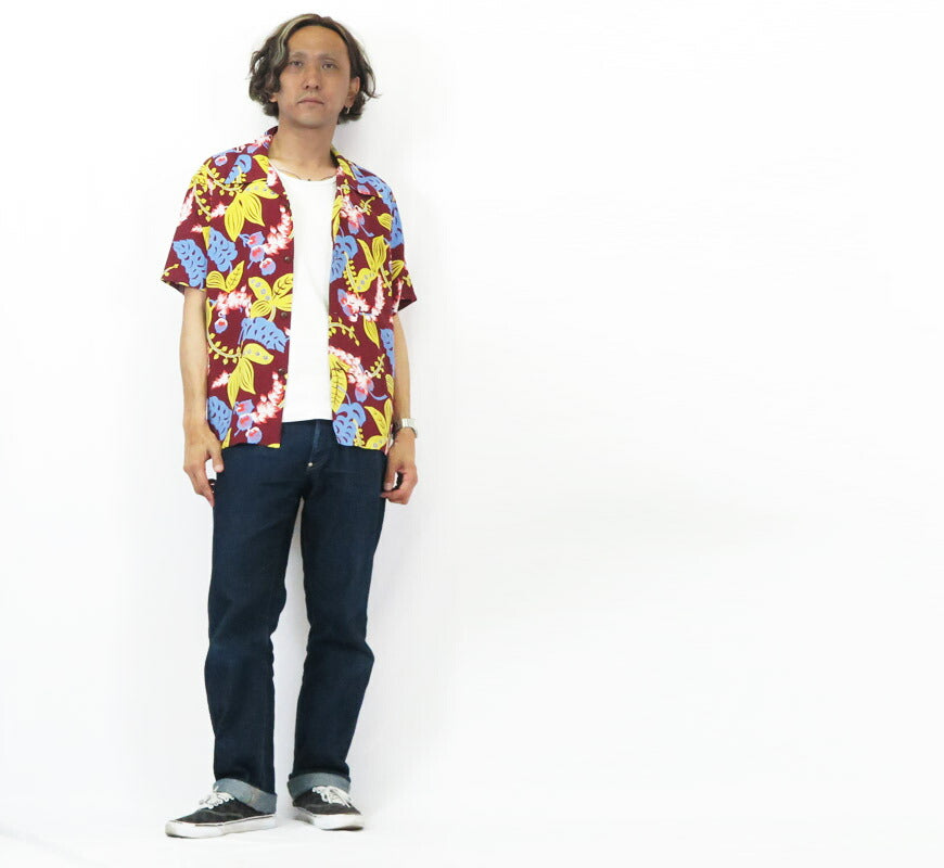 サンサーフ SUN SURF เสื้อเชิ้ตฮาวายแขนสั้น เรยอนผ้าซาตินลื่น ลาย "SHELL GINGER" DISTINCTIVE SPORTSWEAR อโลฮ่าเชิ้ต SS39423