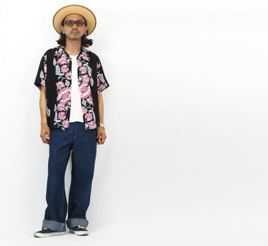 サンサーフ SUN SURF 半袖 レーヨン羽二重 ハワイアンシャツ「ISLAND FLOWER CHAIN」MADE IN CALIFORNIA アロハシャツ SS39425