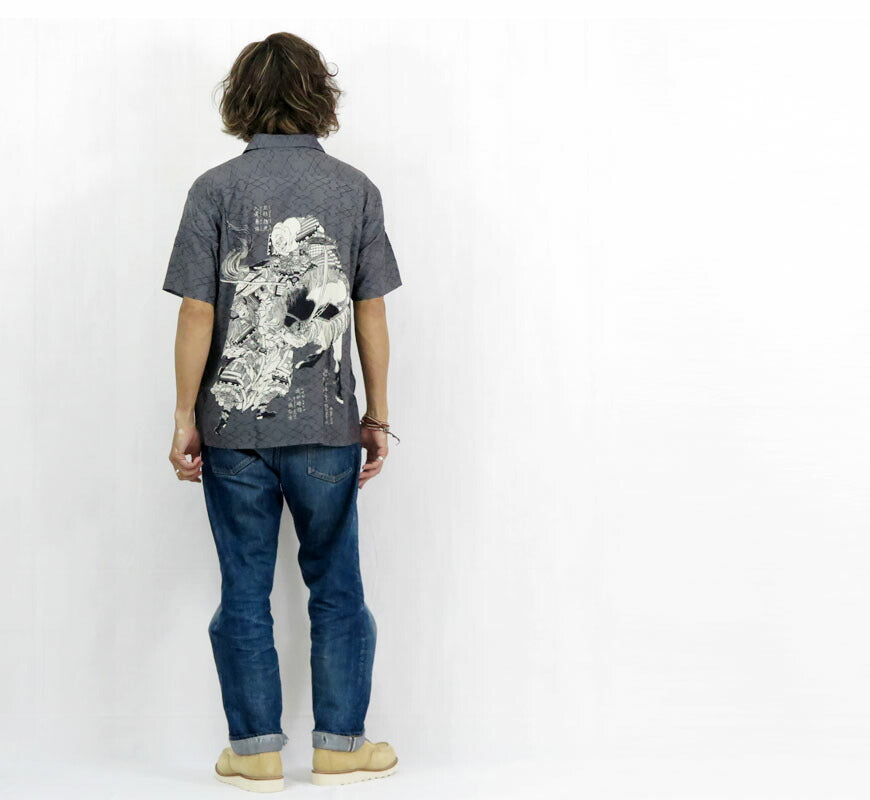 サンサーフ SUN SURF × 葛飾北斎 SPECIAL EDITION “画本武蔵鐙” 半袖 レーヨン ハワイアンシャツ日本の意匠  アロハシャツ SS39460