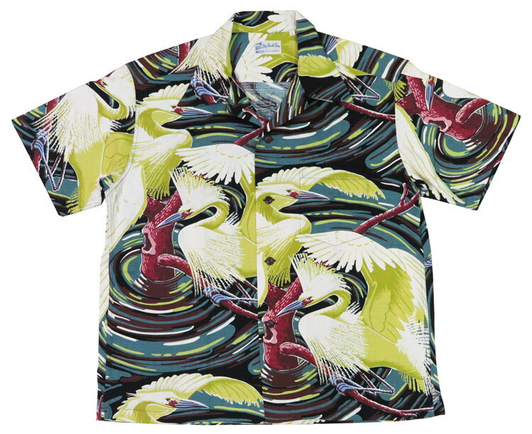 サンサーフ SUN SURF เสื้อเชิ้ตฮาวายแขนสั้นผ้าฝ้าย 「PAIR OF HERON」 HATA DRY GOODS STORE SPECIAL EDITION เสื้ออะโลฮา รุ่นพิเศษ SS39480