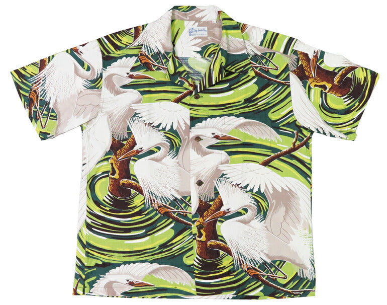 サンサーフ SUN SURF เสื้อเชิ้ตฮาวายแขนสั้นผ้าฝ้าย 「PAIR OF HERON」 HATA DRY GOODS STORE SPECIAL EDITION เสื้ออะโลฮา รุ่นพิเศษ SS39480