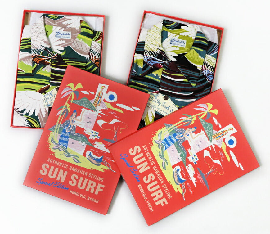 サンサーフ SUN SURF เสื้อเชิ้ตฮาวายแขนสั้นผ้าฝ้าย 「PAIR OF HERON」 HATA DRY GOODS STORE SPECIAL EDITION เสื้ออะโลฮา รุ่นพิเศษ SS39480