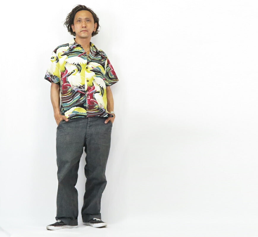 サンサーフ SUN SURF เสื้อเชิ้ตฮาวายแขนสั้นผ้าฝ้าย 「PAIR OF HERON」 HATA DRY GOODS STORE SPECIAL EDITION เสื้ออะโลฮา รุ่นพิเศษ SS39480