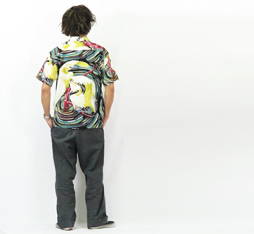 サンサーフ SUN SURF เสื้อเชิ้ตฮาวายแขนสั้นผ้าฝ้าย 「PAIR OF HERON」 HATA DRY GOODS STORE SPECIAL EDITION เสื้ออะโลฮา รุ่นพิเศษ SS39480