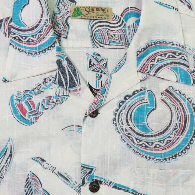 サンサーフ SUN SURF 半袖 コットン/リネン オープンカラーシャツ 「NATIVE MASK」 ハワイアンシャツ アロハシャツ SS39502