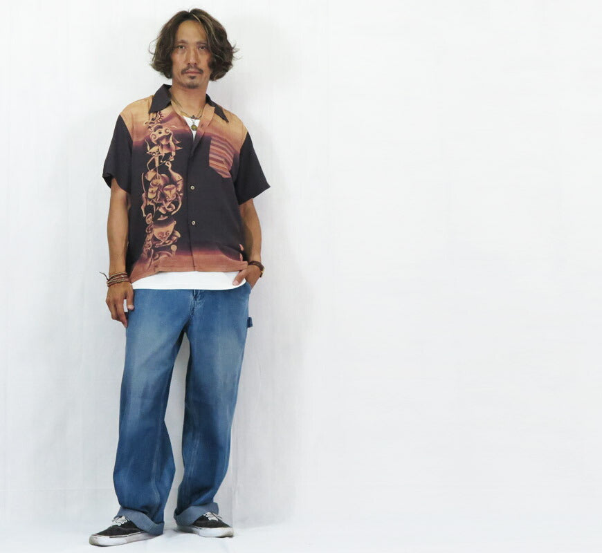 ซันเซิร์ฟ SUN SURF × อิโตะ จาคุโชว์ เสื้อเชิ้ตฮาวายแขนสั้น ผ้ารยอน ลาย "ฟุสึมะกามิซึ" ลายญี่ปุ่น รุ่นพิเศษ เสื้ออะโลฮา SS39533