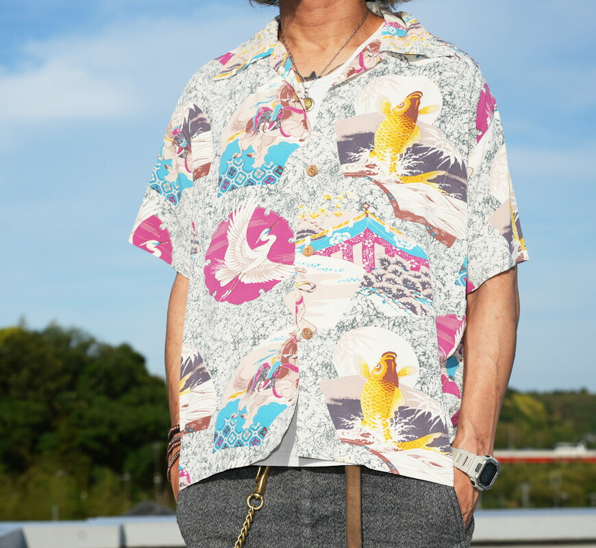 サンサーフ SUN SURF เสื้ออะโลฮาแขนสั้นผ้าเรยอนคิริเมน “JAPANESE QUAINT DESIGN” SS39614 【คอลเลกชันฤดูใบไม้ผลิ/ฤดูร้อน 2026】