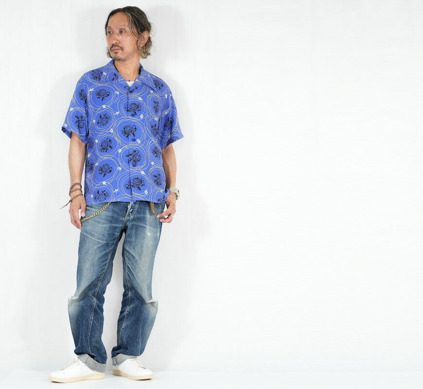 Sun Surf SUN SURF Kurzarm Rayon-Habutae Hawaiianisches Hemd „DRAGON GRID“ Aloha-Hemd SS39617 【Frühjahr/Sommer 2026 Neuerscheinung】