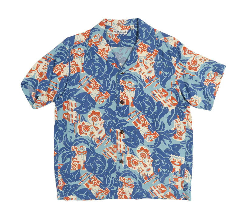 Sun Surf SUN SURF Chemise hawaïenne manches courtes en rayonne satinée “FUN ISLAND” Chemise aloha SS39628 【Nouvelle collection printemps-été 2026】