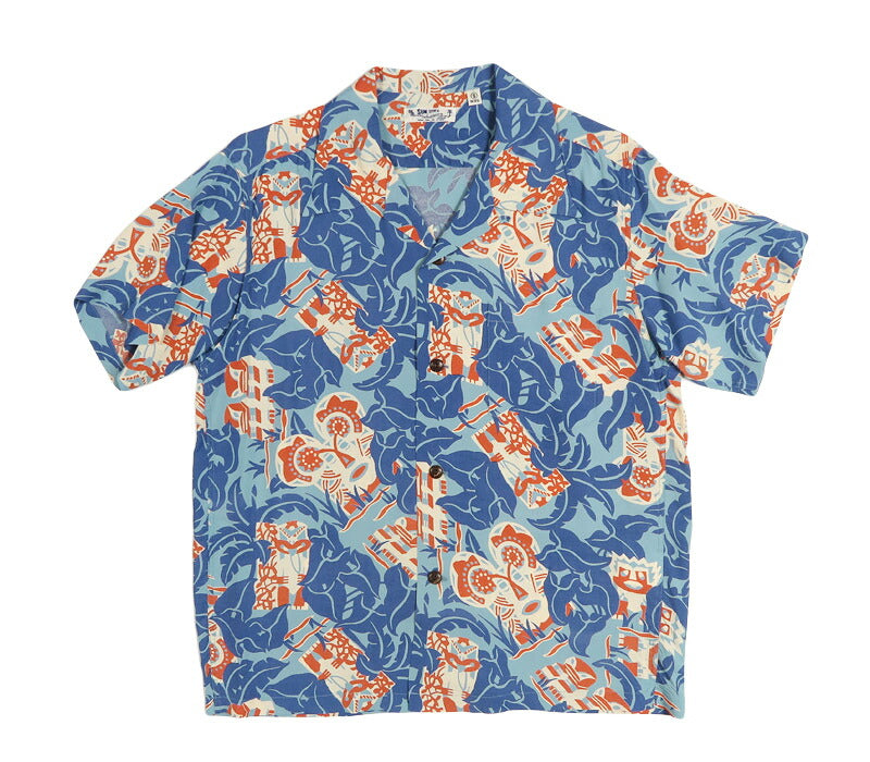 Sun Surf SUN SURF Chemise hawaïenne manches courtes en rayonne satinée “FUN ISLAND” Chemise aloha SS39628 【Nouvelle collection printemps-été 2026】