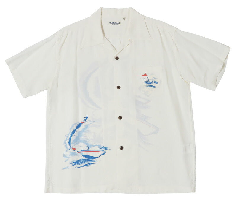 サンサーフ SUN SURF เสื้ออะโลฮาแขนสั้นผ้าเรยอนฮาบุตาเอะ “WATER SKIING” SS39630 【คอลเลกชันฤดูใบไม้ผลิ/ฤดูร้อน 2026】