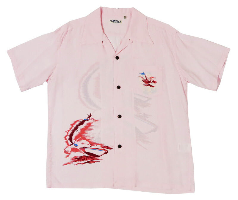 サンサーフ SUN SURF เสื้ออะโลฮาแขนสั้นผ้าเรยอนฮาบุตาเอะ “WATER SKIING” SS39630 【คอลเลกชันฤดูใบไม้ผลิ/ฤดูร้อน 2026】