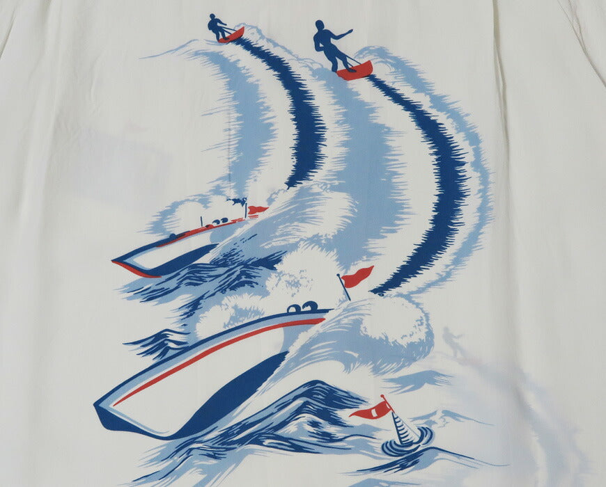 サンサーフ SUN SURF เสื้ออะโลฮาแขนสั้นผ้าเรยอนฮาบุตาเอะ “WATER SKIING” SS39630 【คอลเลกชันฤดูใบไม้ผลิ/ฤดูร้อน 2026】
