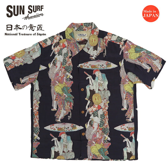 サンサーフ SUN SURF 半袖 レーヨンフジエット ハワイアンシャツ SUN SURF × 葛飾北斎 SPECIAL EDITION “踊り”  SS39655 【2026年春夏新作】