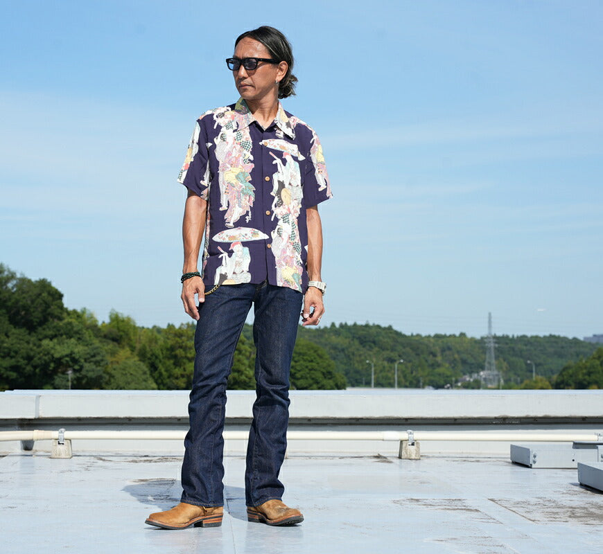 サンサーフ SUN SURF 半袖 レーヨンフジエット ハワイアンシャツ SUN SURF × 葛飾北斎 SPECIAL EDITION “踊り”  SS39655 【2026年春夏新作】