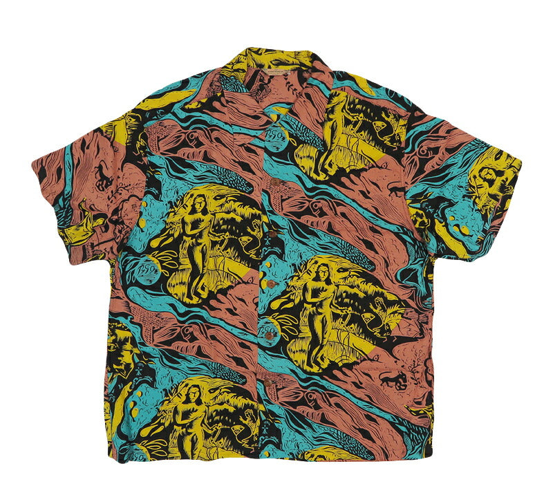サンサーフ SUN SURF スペシャルエディション 半袖 レーヨン羽二重 アロハシャツ “GAUGUIN WOODCUT MYSTIC” KAMEHAMEHA ゴージャン ウッドカット SS39673 【2026年春夏新作】