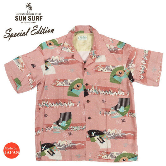 Sun Surf SUN SURF Édition spéciale Chemise aloha à manches courtes en rayonne satinée “SANKIN KOTAI” BETTY HIGGINS SS39675 【Nouvelle collection printemps-été 2026】