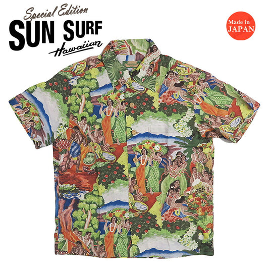サンサーフ SUN SURF スペシャルエディション 半袖 レーヨン羽二重 アロハシャツ “MATSON MENU DESIGN by EUGENE SAVAGE”  KAMEHAMEHA SS39678 【2026年春夏新作】