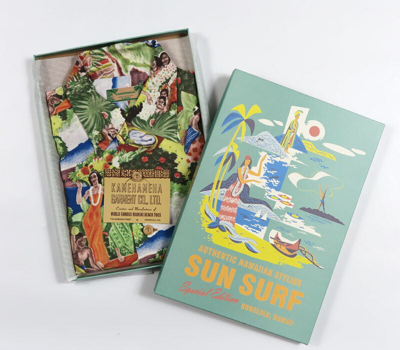 サンサーフ SUN SURF スペシャルエディション 半袖 レーヨン羽二重 アロハシャツ “MATSON MENU DESIGN by EUGENE SAVAGE”  KAMEHAMEHA SS39678 【2026年春夏新作】
