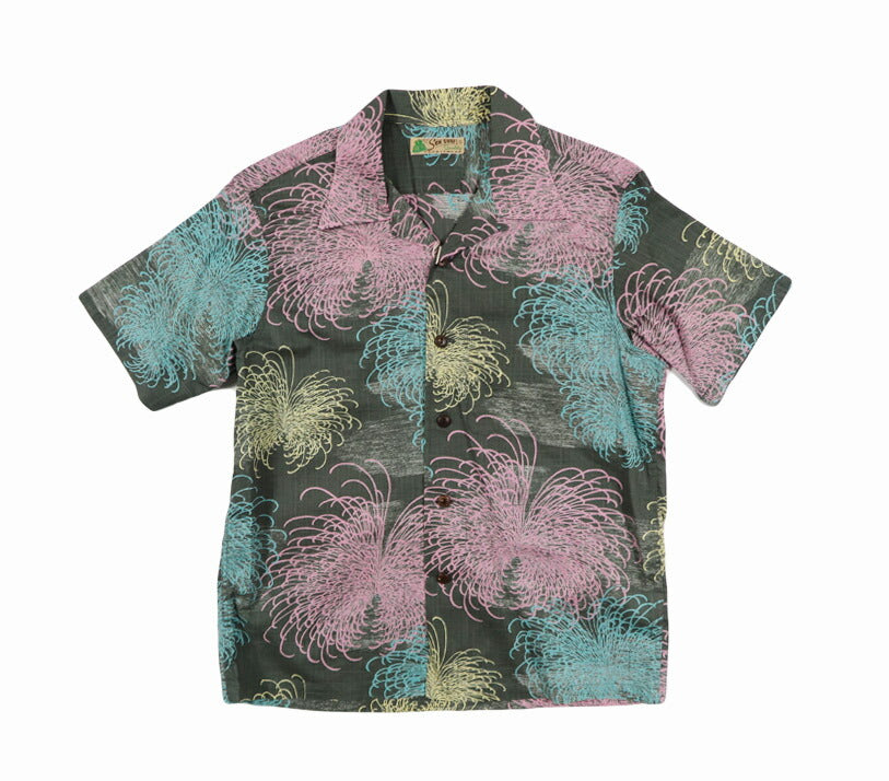 Sun Surf SUN SURF Camisa hawaiana de manga corta de algodón y lino con hilo slub "CHRYSANTHEMUM" Camisa aloha SS39694 【Nueva colección primavera-verano 2026】