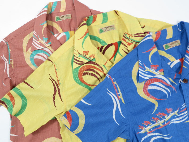 サンサーフ SUN SURF Kurzarm Baumwoll-Leinen Slubgarn Hawaiianisches Hemd „HAWAIIAN PADDLE“ Aloha-Hemd SS39695 【2026年春夏新作】