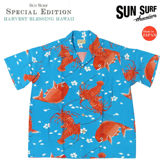 선서프 SUN SURF 반소매 레이온 벽지 주름 하와이안 셔츠 「SYMBOL OF GOOD LUCK」 SURFRIDERS SPORTSWEAR 스페셜 에디션 SPECIAL EDITION 아로하 셔츠 SS39483