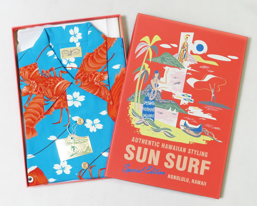 サンサーフ SUN SURF Kurzarm Rayon-Krepp Hawaiianisches Hemd „SYMBOL OF GOOD LUCK“ SURFRIDERS SPORTSWEAR Sonderedition SPECIAL EDITION Aloha-Hemd SS39483
