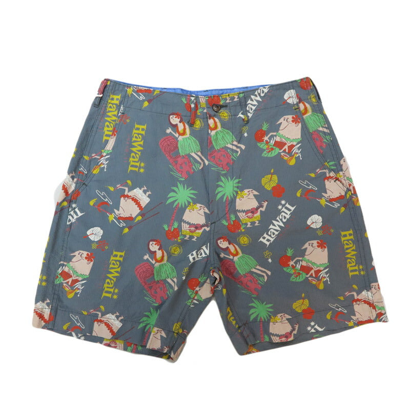サンサーフ SUN SURF กางเกงขาสั้น ผ้าคอตตอนซีซัคเกอร์ COTTON SEERSUCKER SHORTS “TRIP TO HAWAII” โดย 柳原良平 ร่วมกับ MOOKIE SS52569