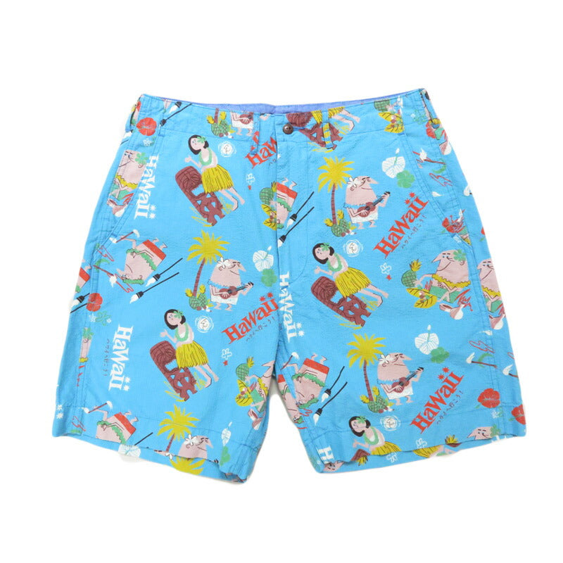 サンサーフ SUN SURF กางเกงขาสั้น ผ้าคอตตอนซีซัคเกอร์ COTTON SEERSUCKER SHORTS “TRIP TO HAWAII” โดย 柳原良平 ร่วมกับ MOOKIE SS52569