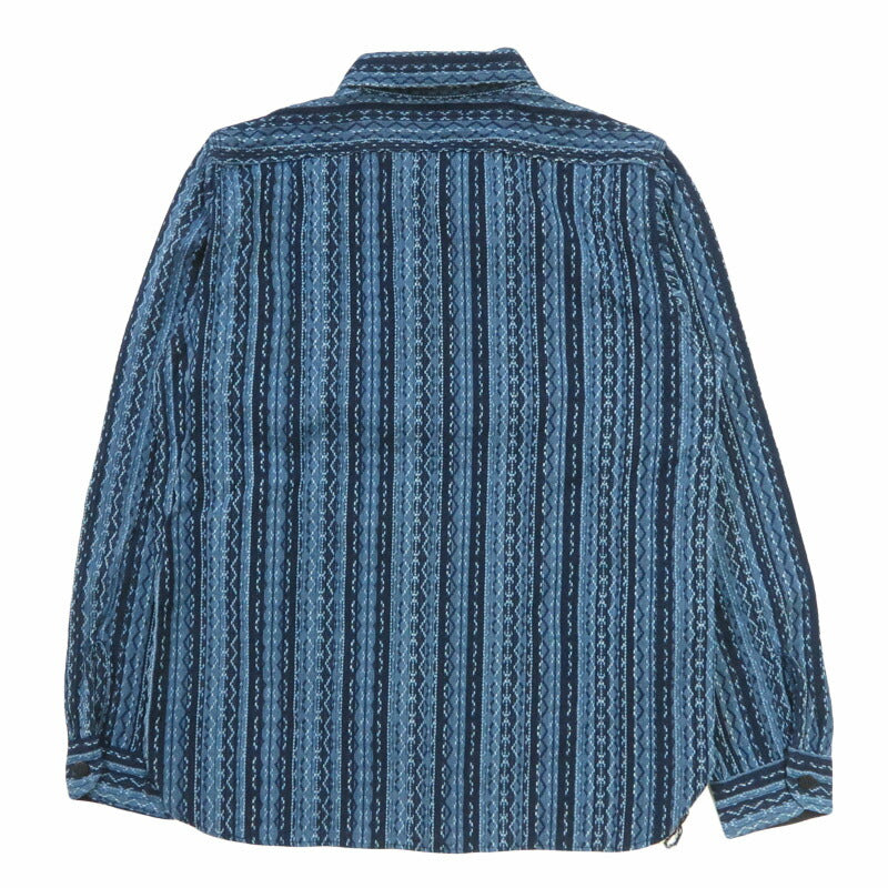 サムライジーンズ SAMURAI JEANS Indigo-Streifen Sashiko Arbeitshemd Hergestellt in Japan SSS25-sks