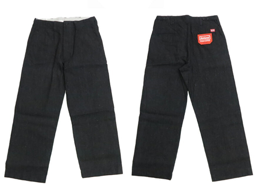 サムライジーンズ SAMURAI JEANS ジーンズ13oz へリンボーン ワイドトラウザーズ SWC600C-HBII  ブラック
