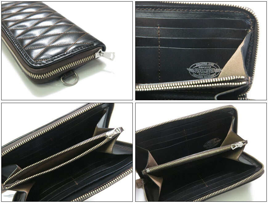 トイズマッコイ TOYS McCOY Pferdeleder Stepp-Langbörse Rundum-Reißverschluss 馬革 LEATHER QUILTED LONG WALLET TMA2506