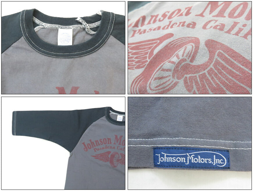 トイズマッコイ TOYS McCOY 6分袖 ラグランスリーブ Tシャツ CROPPED RAGLAN TEE " JOHNSON MOTORS " TMC2532
