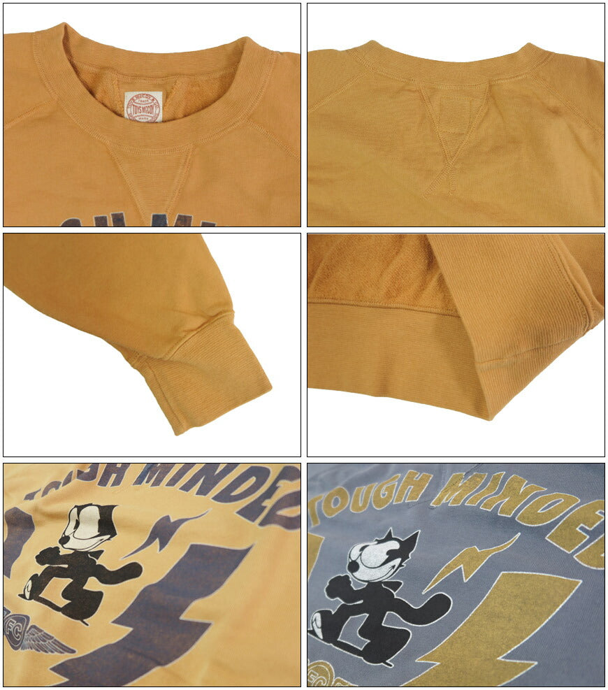 トイズマッコイ TOYS McCOY Langarm bedrucktes Garment-Dye Rundhals-Sweatshirt FELIX THE CAT „TOUGH MINDED“ TMC2548
