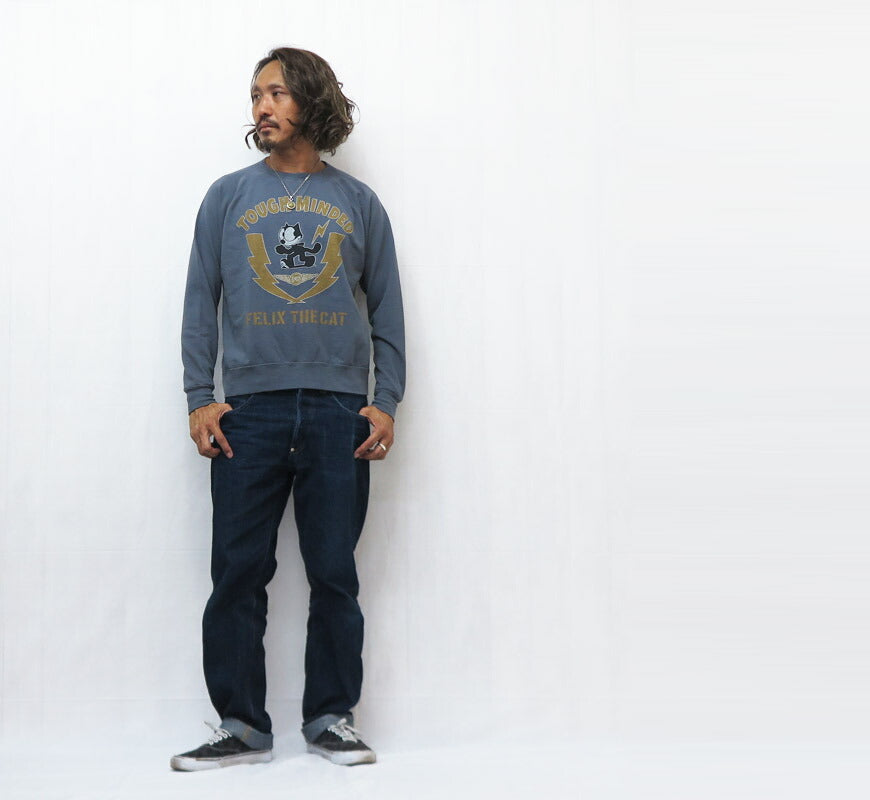トイズマッコイ TOYS McCOY Langarm bedrucktes Garment-Dye Rundhals-Sweatshirt FELIX THE CAT „TOUGH MINDED“ TMC2548