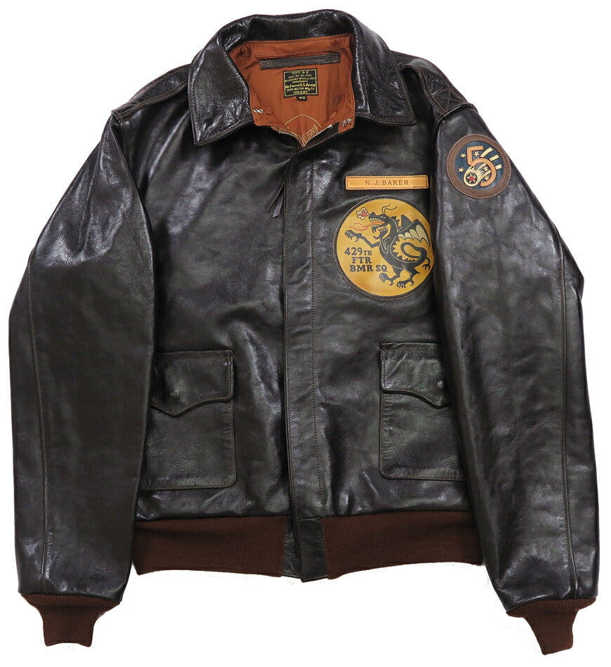 ทอยส์แมคคอย TOYS McCOY แจ็คเก็ตบินหนัง A-2 รุ่น MARILYN MONROE BLACK DRAGONS หนังม้า TMJ2427