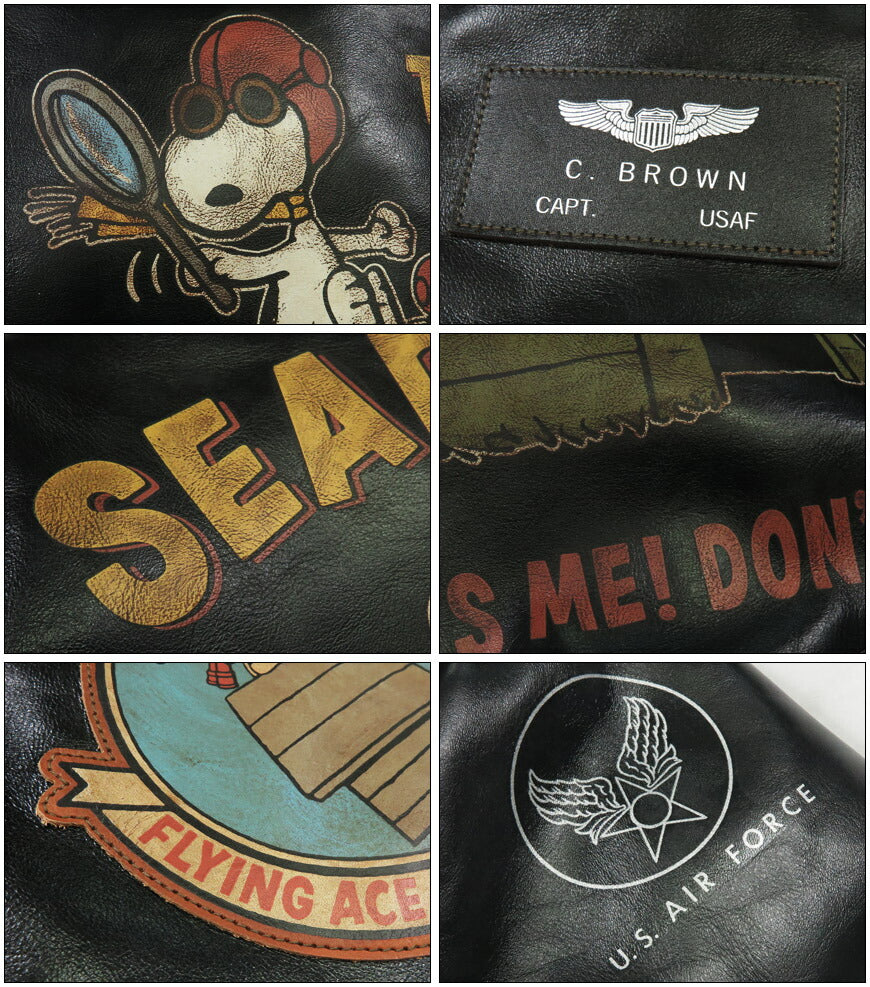 トイズマッコイ TOYS McCOY ブラック A-2 レザー フライトジャケット RWA CLOTHING CO. BLACK VER. RED LINING スヌーピー ハンドペイント SNOOPY SEARCHING FOR THE RED BARON ホースハイド 馬革 TMJ2502