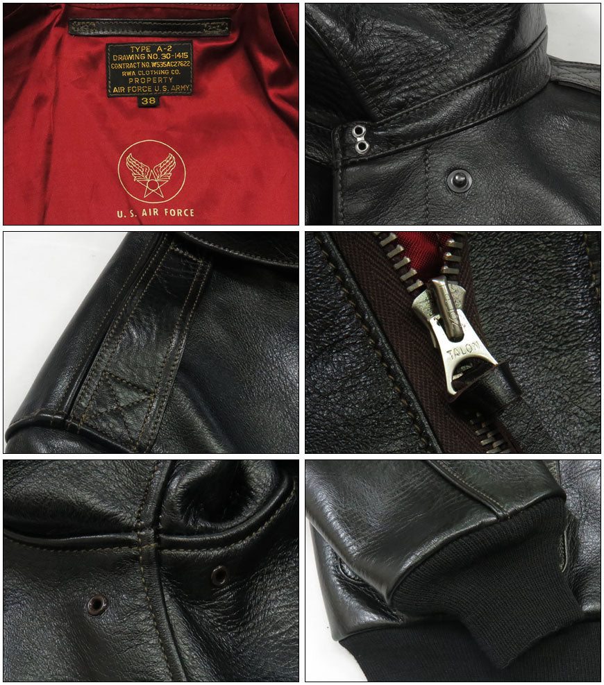 トイズマッコイ TOYS McCOY ブラック A-2 レザー フライトジャケット RWA CLOTHING CO. BLACK VER. RED LINING ホースハイド 馬革 TMJ2506