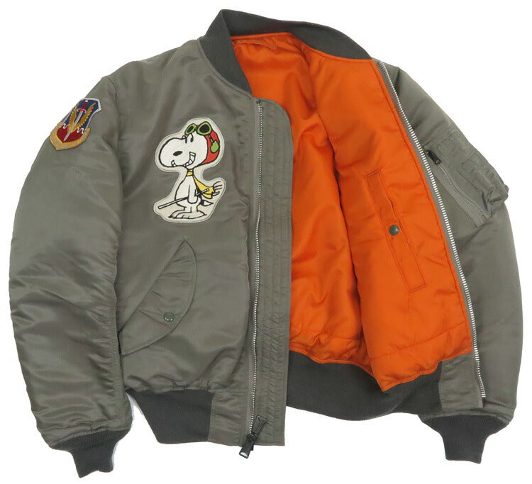 トイズマッコイ TOYS McCOY แจ็กเก็ตนักบิน MA-1 รุ่น E MIL-J-8279E สุนูปี้ SNOOPY "U.S.A.F. TACTICAL AIR COMMAND" แบบกลับด้าน TMJ2523