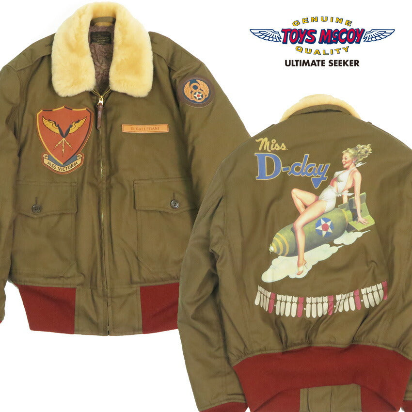 トイズマッコイ TOYS McCOY フライトジャケット B-10 ホワイトムートン/レッドリブ Miss D-day TMJ2528