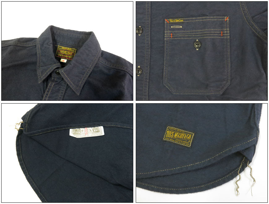 ทอยส์แมคคอย TOYS McCOY เสื้อเชิ้ตทำงานผ้าฟลานเนลแขนยาว สีพื้น COTTON FLANNEL SIDEWINDER SHIRT TMS2509