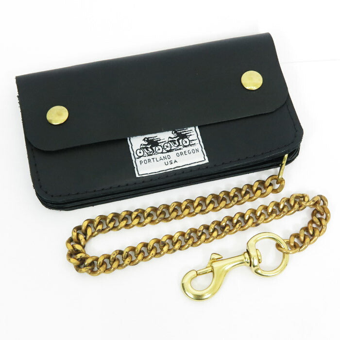 ラングリッツレザーズ Langlitz Leathers กระเป๋าสตางค์โซ่ หนังสีดำ ทรัคเกอร์ ไบค์เกอร์ ยาว หนังแท้
