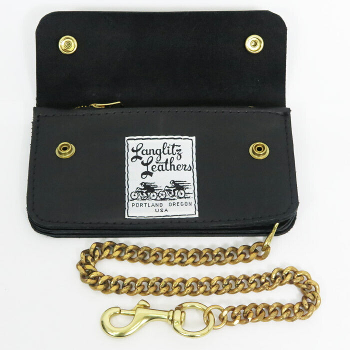 ラングリッツレザーズ Langlitz Leathers กระเป๋าสตางค์โซ่ หนังสีดำ ทรัคเกอร์ ไบค์เกอร์ ยาว หนังแท้