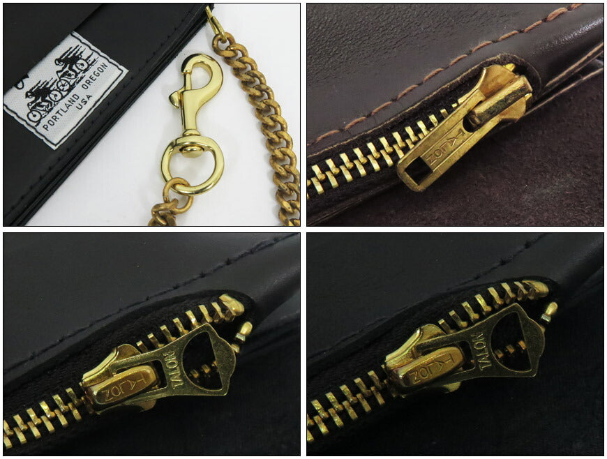 ラングリッツレザーズ Langlitz Leathers กระเป๋าสตางค์โซ่ หนังสีดำ ทรัคเกอร์ ไบค์เกอร์ ยาว หนังแท้