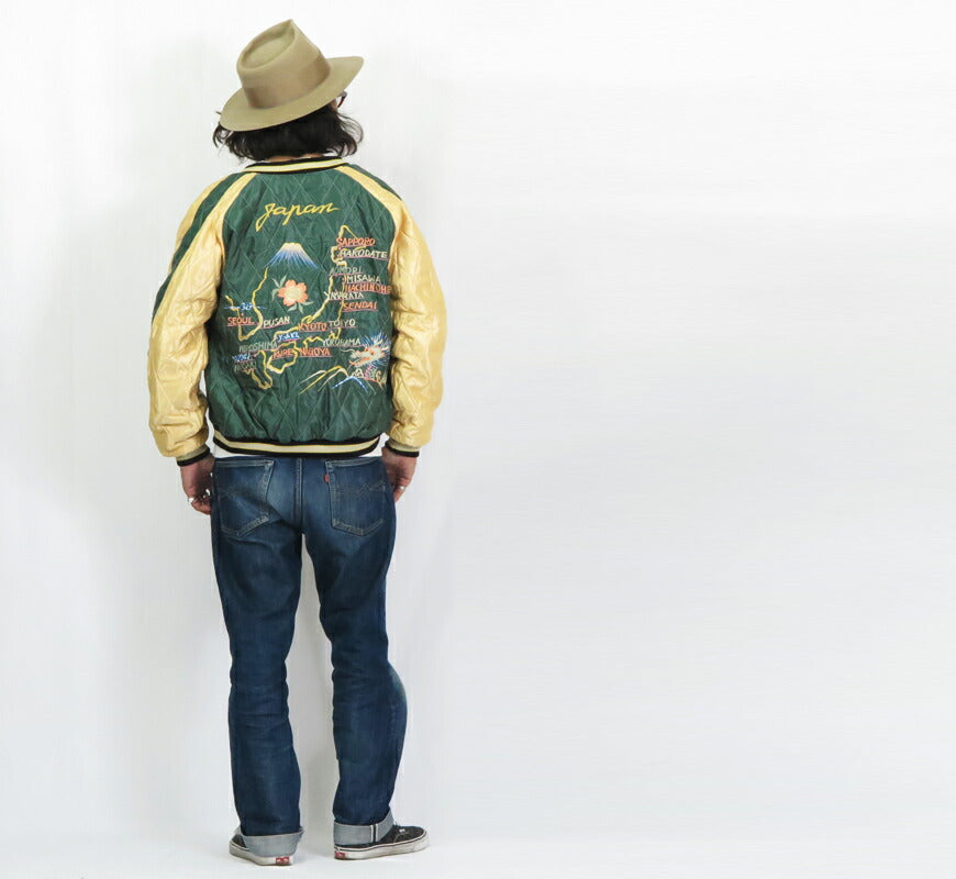 テーラー東洋 テイラー東洋 Tailor Toyo เวโลว์×ควิลท์ แซทเทน สกาจัง BLACK EAGLE” × JAPAN MAP แจ็คเก็ต 50年代中期 เบลเวต ผ้าหนา TT15544