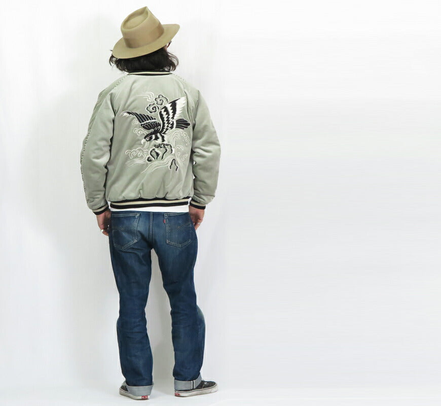 テーラー東洋 テイラー東洋 Tailor Toyo เวโลว์×ควิลท์ แซทเทน สกาจัง BLACK EAGLE” × JAPAN MAP แจ็คเก็ต 50年代中期 เบลเวต ผ้าหนา TT15544