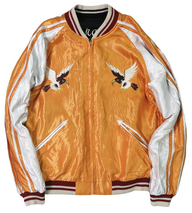 Tailor Toyo テイラー東洋 Reversible Acetat Satin Sukajan WHITE DRAGON × EAGLE Stickjacke TT15682-119